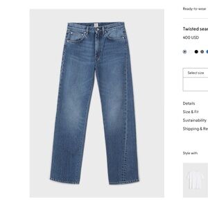 TOTEME Twisted Seam Denim Jeans (Size 24)